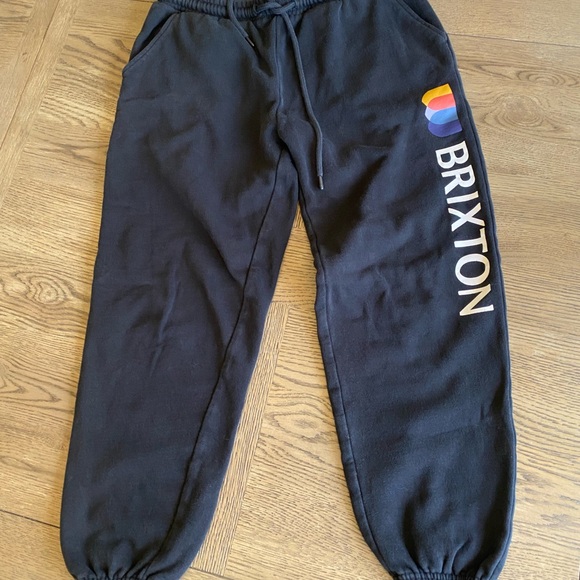Brixton Black Sweatpants Relaxed Fit Elastic Cuffs - Picture 1 of 4